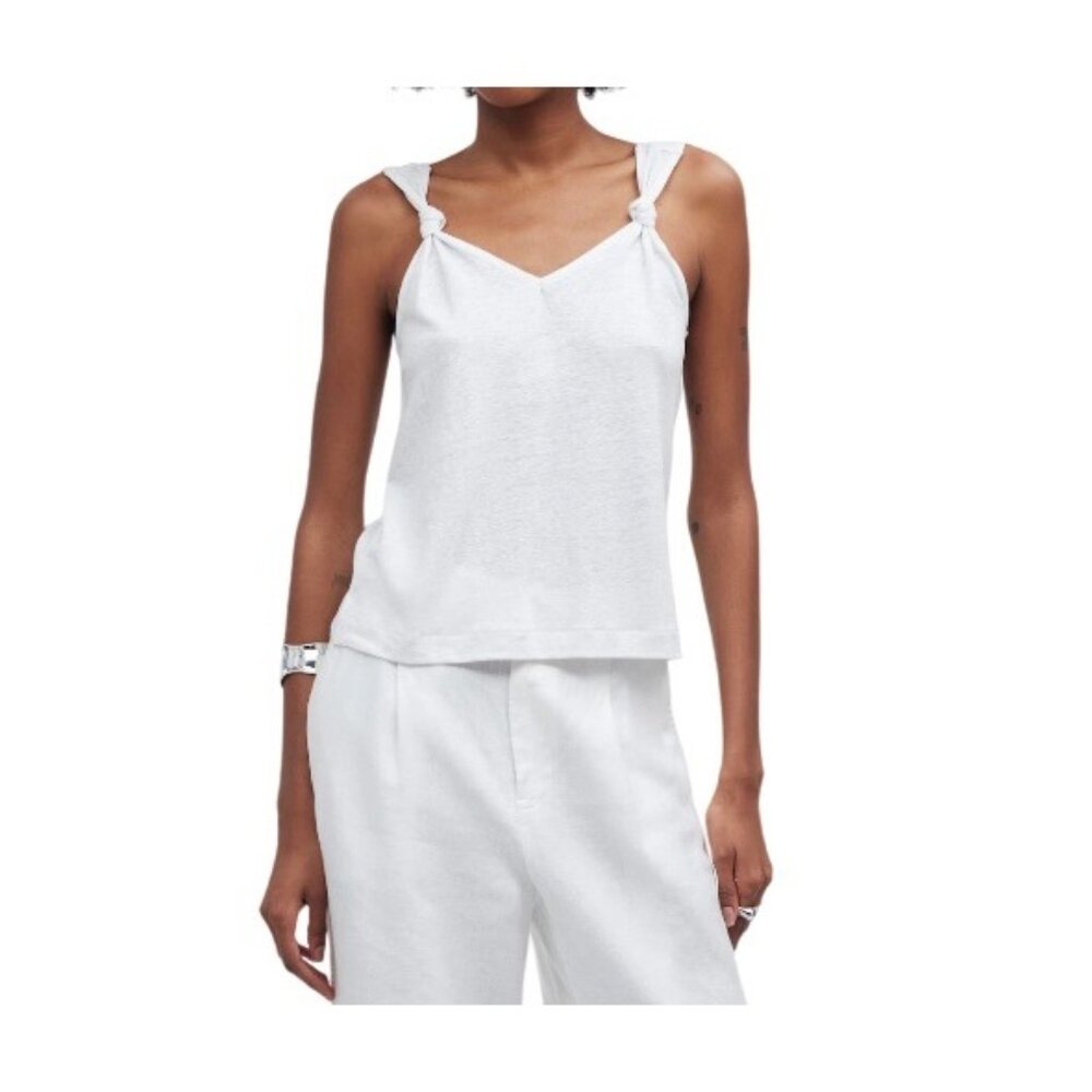 Madewell Womens Knotted Strap Set Of Two Tank Tops White and Lilac Size S
